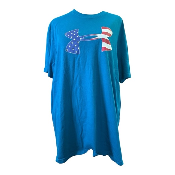 Under Armour Freedom Logo T-Shirt Unisex | Patriotic Blue Athletic Tee Large - Picture 1 of 6